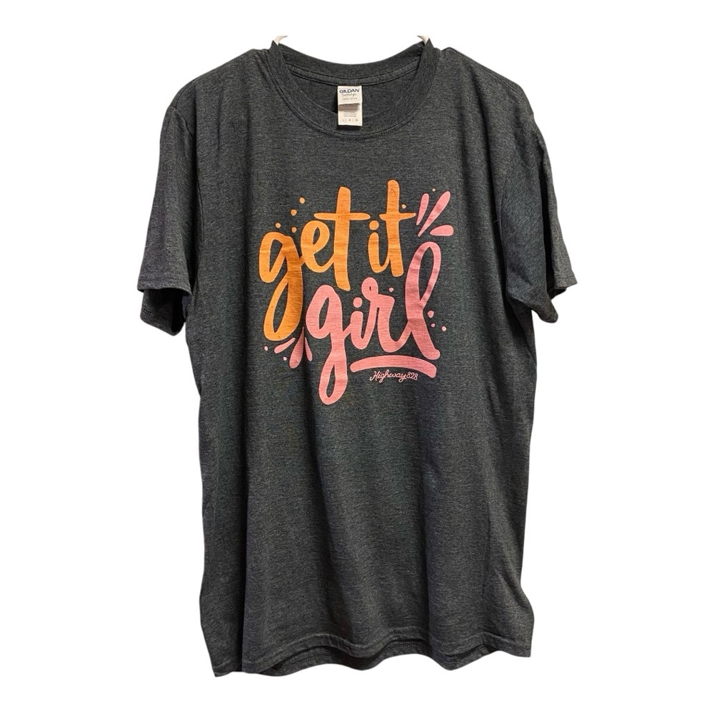 Gildan Highway 828 Soft Cotton T-Shirt Short Sleeve Pink And Orange Women’s L